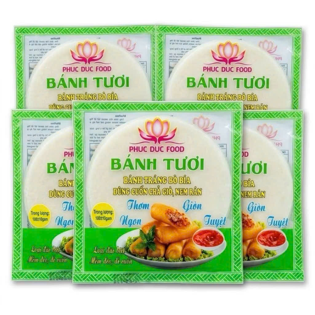 Bánh Tráng Bò Bía Tươi Phúc Đức Food 100g 27 Lá 17cm Cuốn Chả Giò Nem Rán