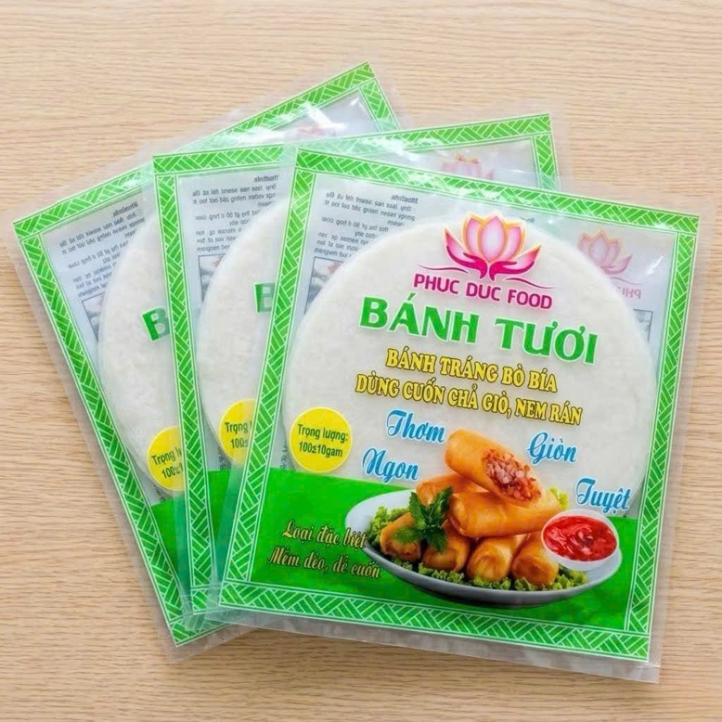 Bánh Tráng Bò Bía Tươi Phúc Đức Food 100g 27 Lá 17cm Cuốn Chả Giò Nem Rán